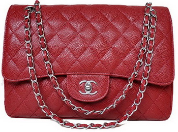 Chanel Jumbo Quilted Classic Flap Bag Burgundy Cannage Patterns A58600 Silver Chanel Jumbo Quilted Classic Flap Bag Burgundy Cannage Patterns A58600 Silver