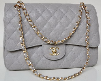 Chanel Jumbo Quilted Classic Flap Bag Grey Cannage Patterns A58600 Gold Chanel Jumbo Quilted Classic Flap Bag Grey Cannage Patterns A58600 Gold