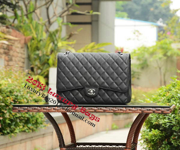 Chanel Maxi Quilted Classic Flap Bag Black Cannage Patterns A58601 Silver Chanel Maxi Quilted Classic Flap Bag Black Cannage Patterns A58601 Silver