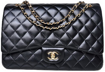 Chanel Maxi Quilted Classic Flap Bag Black Sheepskin A58601 Gold Chanel Maxi Quilted Classic Flap Bag Black Sheepskin A58601 Gold