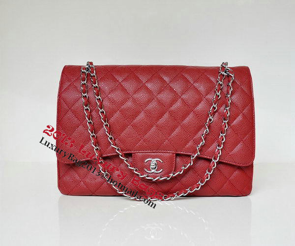 Chanel Maxi Quilted Classic Flap Bag Burgundy Cannage Patterns A58601 Silver Chanel Maxi Quilted Classic Flap Bag Burgundy Cannage Patterns A58601 Silver