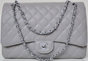 Chanel Maxi Quilted Classic Flap Bag Grey Cannage Patterns A58601 Silver Chanel Maxi Quilted Classic Flap Bag Grey Cannage Patterns A58601 Silver