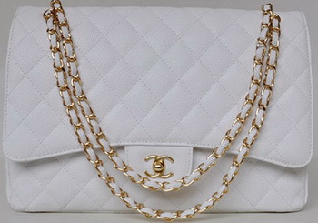Chanel Maxi Quilted Classic Flap Bag White Cannage Patterns A58601 Gold Chanel Maxi Quilted Classic Flap Bag White Cannage Patterns A58601 Gold