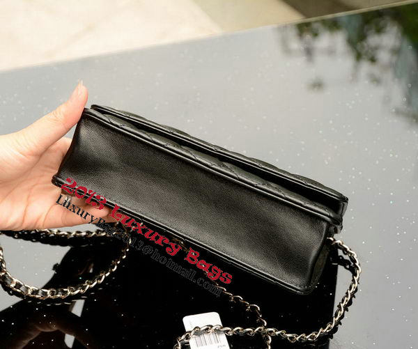 Chanel mini Flap Bag Black Sheepskin Leather A33814 Silver Chanel mini Flap Bag Black Sheepskin Leather A33814 Silver