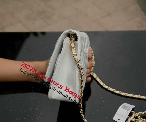 Chanel mini Flap Bag White Sheepskin Leather A33814 Gold Chanel mini Flap Bag White Sheepskin Leather A33814 Gold