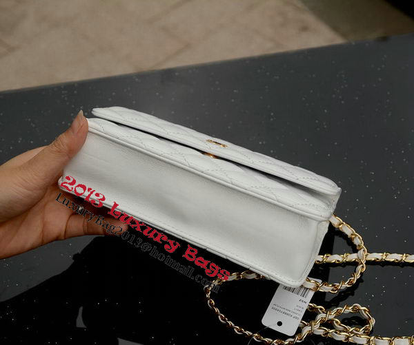 Chanel mini Flap Bag White Sheepskin Leather A33814 Gold Chanel mini Flap Bag White Sheepskin Leather A33814 Gold