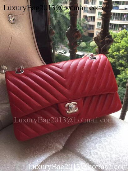 Chanel 2.55 Series Flap Bag Red Lambskin Chevron Leather A01112 Gold/Silver Chanel 2.55 Series Flap Bag Red Lambskin Chevron Leather A01112 Gold/Silver