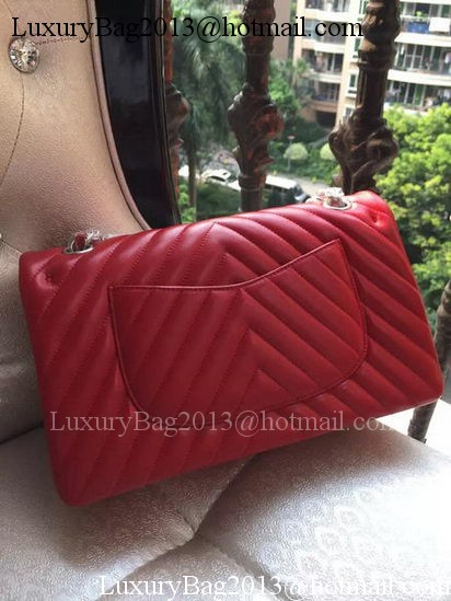 Chanel 2.55 Series Flap Bag Red Lambskin Chevron Leather A01112 Gold/Silver Chanel 2.55 Series Flap Bag Red Lambskin Chevron Leather A01112 Gold/Silver