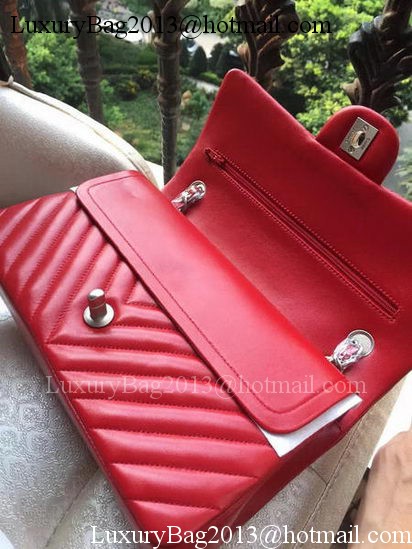Chanel 2.55 Series Flap Bag Red Lambskin Chevron Leather A01112 Gold/Silver Chanel 2.55 Series Flap Bag Red Lambskin Chevron Leather A01112 Gold/Silver