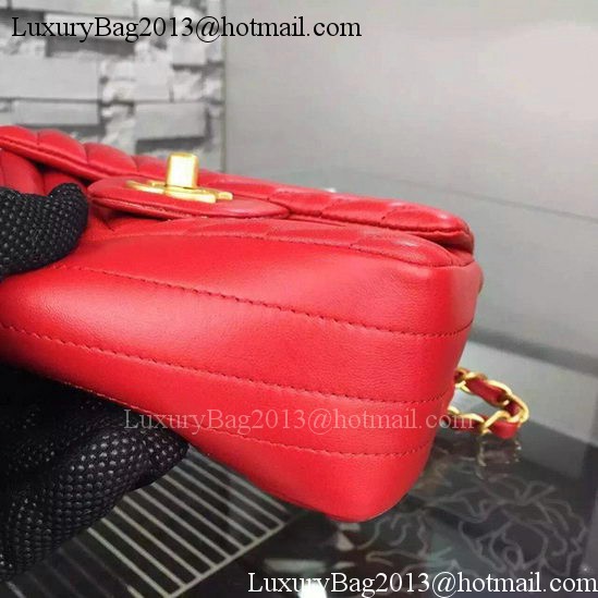 Chanel Classic mini Flap Bag Chevron Sheepskin Leather A68748 Red Chanel Classic mini Flap Bag Chevron Sheepskin Leather A68748 Red
