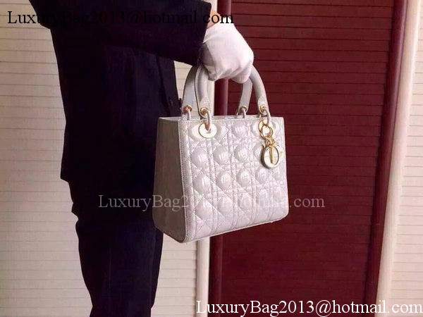 Dior Small Lady Dior Bag Patent Leather CD5502 Grey Dior Small Lady Dior Bag Patent Leather CD5502 Grey