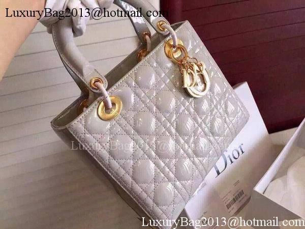 Dior Small Lady Dior Bag Patent Leather CD5502 Grey Dior Small Lady Dior Bag Patent Leather CD5502 Grey