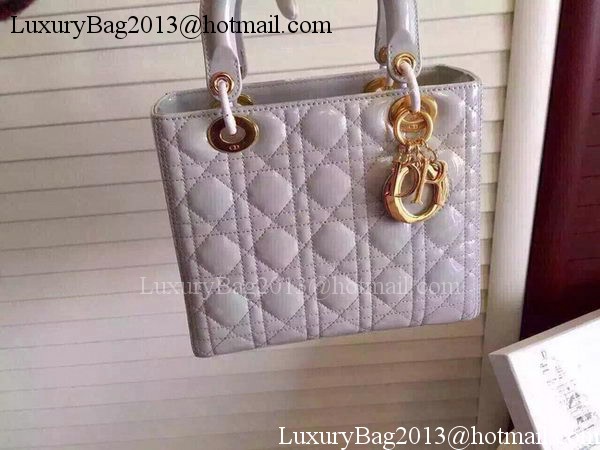 Dior Small Lady Dior Bag Patent Leather CD5502 Grey Dior Small Lady Dior Bag Patent Leather CD5502 Grey