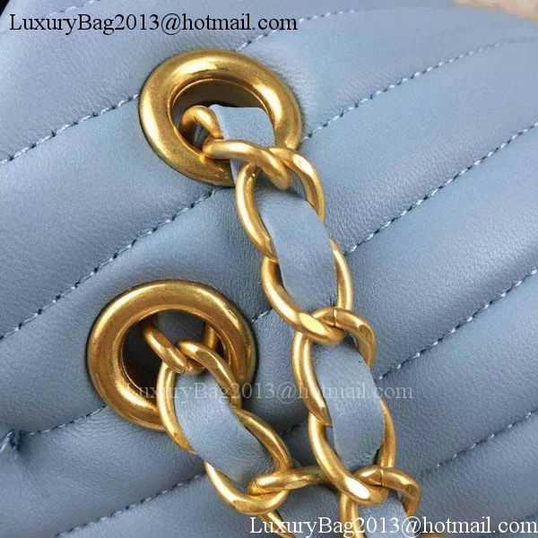 Chanel 2.55 Series Flap Bag SkyBlue Lambskin Chevron Leather A5023 Gold Chanel 2.55 Series Flap Bag SkyBlue Lambskin Chevron Leather A5023 Gold