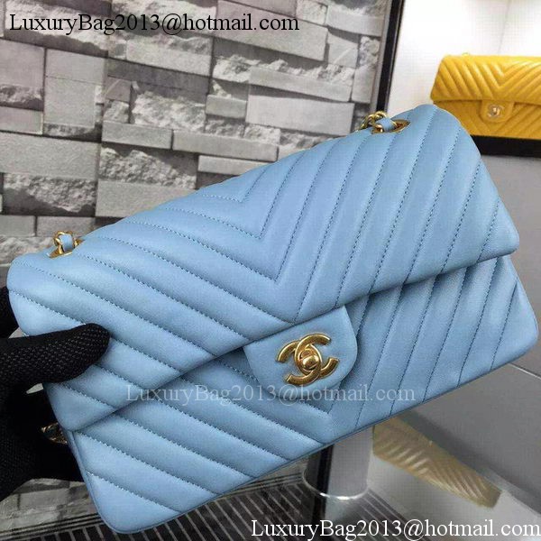 Chanel 2.55 Series Flap Bag SkyBlue Lambskin Chevron Leather A5023 Gold Chanel 2.55 Series Flap Bag SkyBlue Lambskin Chevron Leather A5023 Gold