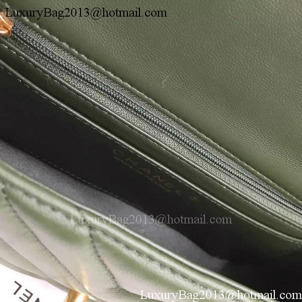 Chanel mini Classic Flap Bag Green Original Sheepskin Chevron Leather CHA5500 Gold Chanel mini Classic Flap Bag Green Original Sheepskin Chevron Leather CHA5500 Gold
