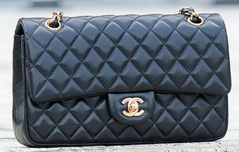 Chanel 2.55 Series Flap Bag Black Sheepskin Leather A1112 Gold Chanel 2.55 Series Flap Bag Black Sheepskin Leather A1112 Gold