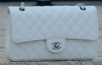 Chanel 2.55 Series Flap Bag White Cannage Pattern A1112 Silver Chanel 2.55 Series Flap Bag White Cannage Pattern A1112 Silver