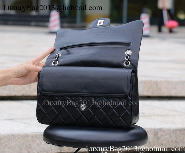 Chanel Jumbo Classic Black Sheepskin Flap Bag A58600 Silver Chanel Jumbo Classic Black Sheepskin Flap Bag A58600 Silver