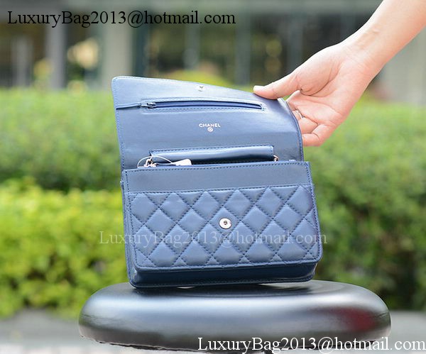 Chanel mini Flap Bags Blue Sheepskin Leather A33814 Silver Chanel mini Flap Bags Blue Sheepskin Leather A33814 Silver