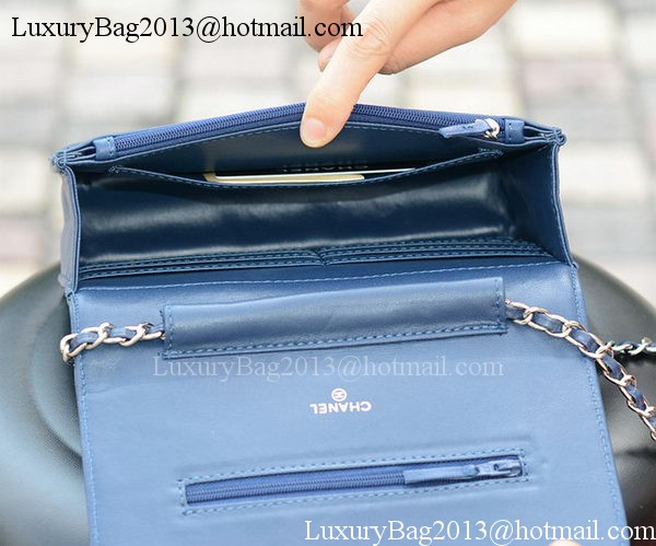 Chanel mini Flap Bags Blue Sheepskin Leather A33814 Silver Chanel mini Flap Bags Blue Sheepskin Leather A33814 Silver