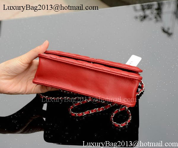 Chanel mini Flap Bags Red Sheepskin Leather A33814 Silver Chanel mini Flap Bags Red Sheepskin Leather A33814 Silver
