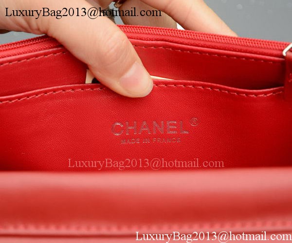 Chanel mini Flap Bags Red Sheepskin Leather A33814 Silver Chanel mini Flap Bags Red Sheepskin Leather A33814 Silver