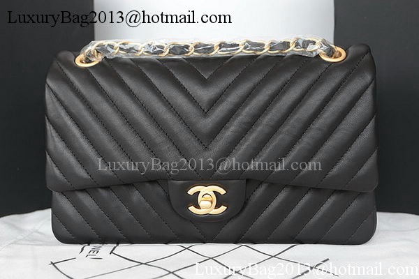 Chanel 2.55 Series Flap Bag Lambskin Chevron Leather A1112CF Black Chanel 2.55 Series Flap Bag Lambskin Chevron Leather A1112CF Black