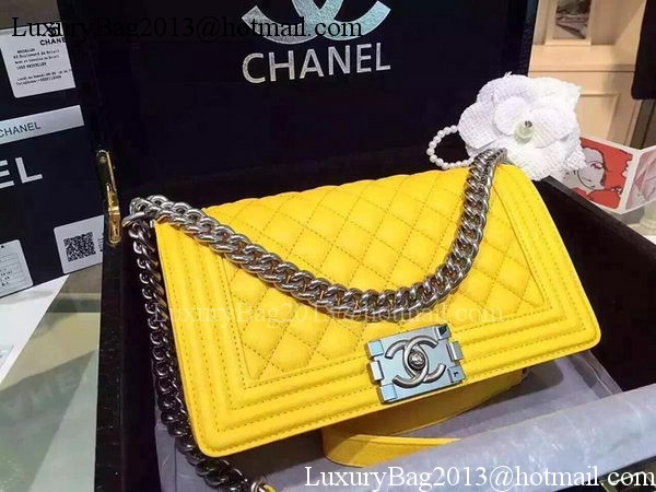 Chanel Boy Flap Shoulder Bags Deer Skin Leather A67086 Yellow Chanel Boy Flap Shoulder Bags Deer Skin Leather A67086 Yellow