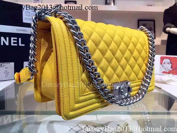 Chanel Boy Flap Shoulder Bags Deer Skin Leather A67086 Yellow Chanel Boy Flap Shoulder Bags Deer Skin Leather A67086 Yellow