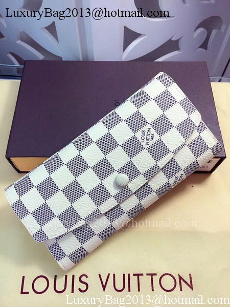 Louis Vuitton Damier Azur Canvas Emilie Wallet Rouge M60136 Louis Vuitton Damier Azur Canvas Emilie Wallet Rouge M60136