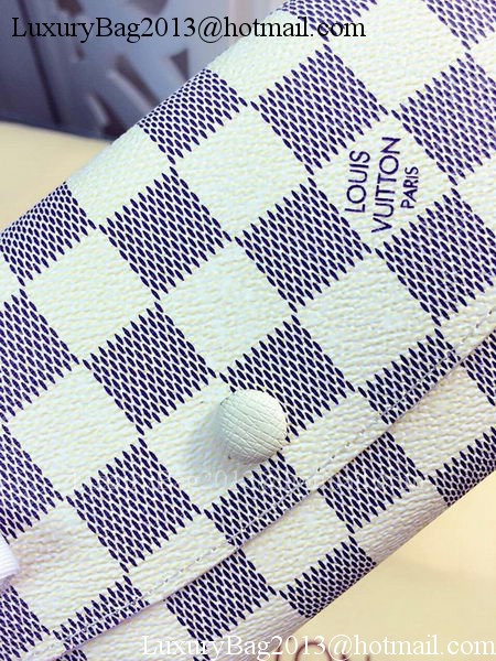 Louis Vuitton Damier Azur Canvas Emilie Wallet Rouge M60136 Louis Vuitton Damier Azur Canvas Emilie Wallet Rouge M60136