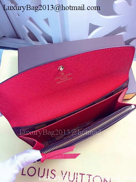 Louis Vuitton Damier Ebene Canvas Emilie Wallet Rouge M60136 Red Louis Vuitton Damier Ebene Canvas Emilie Wallet Rouge M60136 Red