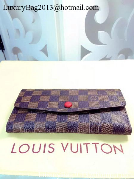 Louis Vuitton Damier Ebene Canvas Emilie Wallet Rouge M60136 Red Louis Vuitton Damier Ebene Canvas Emilie Wallet Rouge M60136 Red