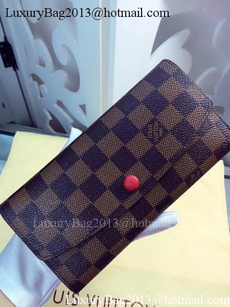 Louis Vuitton Damier Ebene Canvas Emilie Wallet Rouge M60136 Red Louis Vuitton Damier Ebene Canvas Emilie Wallet Rouge M60136 Red