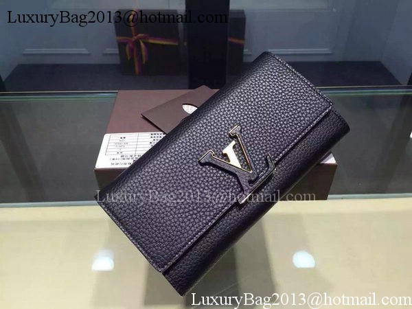 Louis Vuitton Litchi Leather LOUISE WALLET M60766 Black Louis Vuitton Litchi Leather LOUISE WALLET M60766 Black