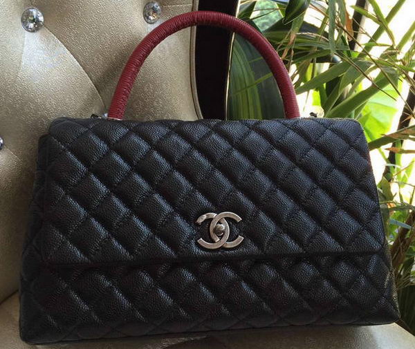 Chanel Classic Top Handle Bag Original Cannage Pattern A95168 Black&Red