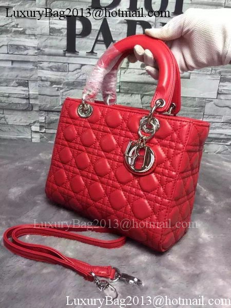 Dior Small Lady Dior Bag Sheepskin Leather CD6322 Red Dior Small Lady Dior Bag Sheepskin Leather CD6322 Red