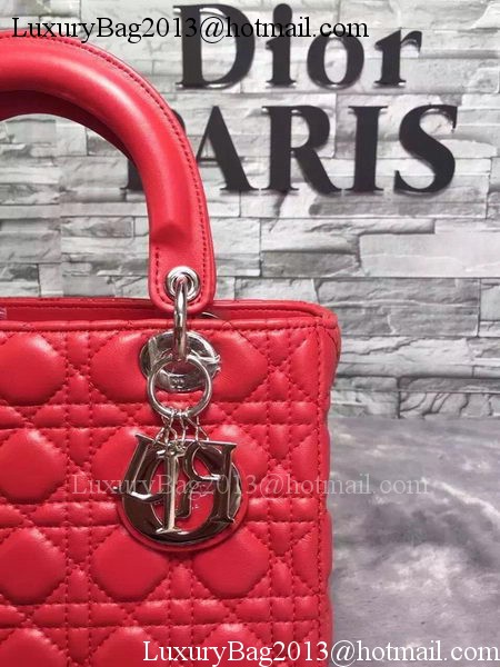 Dior Small Lady Dior Bag Sheepskin Leather CD6322 Red Dior Small Lady Dior Bag Sheepskin Leather CD6322 Red