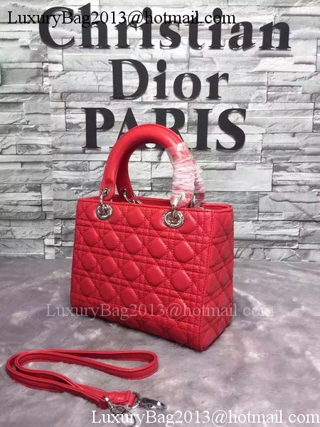 Dior Small Lady Dior Bag Sheepskin Leather CD6322 Red Dior Small Lady Dior Bag Sheepskin Leather CD6322 Red