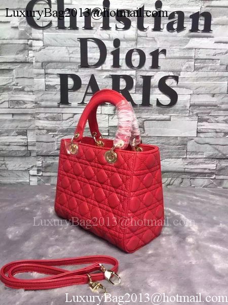 Dior Small Lady Dior Bag Sheepskin Leather CD6322 Red Dior Small Lady Dior Bag Sheepskin Leather CD6322 Red