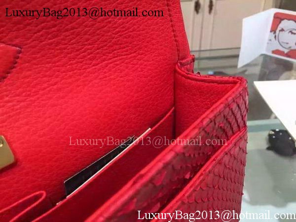 Chanel 2.55 Series Flap Bags Red Original Python Leather A1112SA Gold Chanel 2.55 Series Flap Bags Red Original Python Leather A1112SA Gold