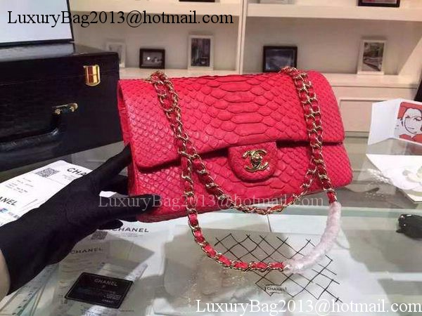 Chanel 2.55 Series Flap Bags Red Original Python Leather A1112SA Gold Chanel 2.55 Series Flap Bags Red Original Python Leather A1112SA Gold