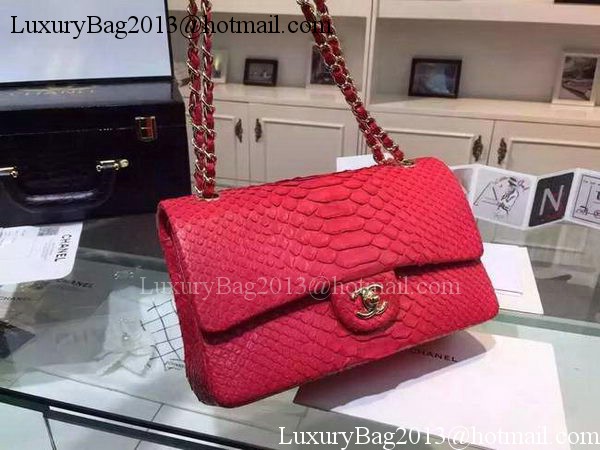 Chanel 2.55 Series Flap Bags Red Original Python Leather A1112SA Gold Chanel 2.55 Series Flap Bags Red Original Python Leather A1112SA Gold