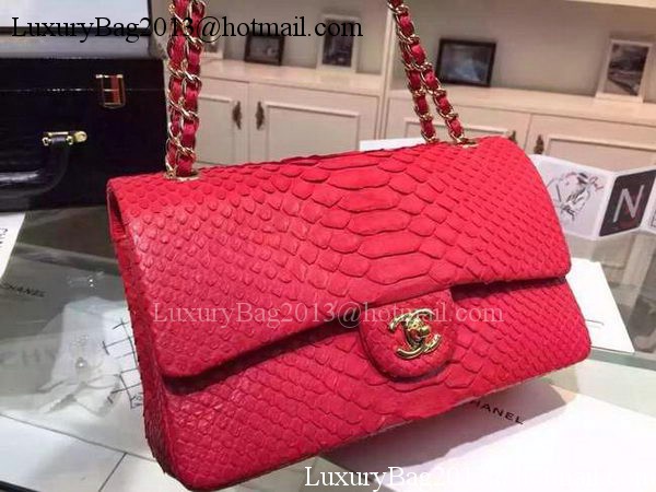 Chanel 2.55 Series Flap Bags Red Original Python Leather A1112SA Gold Chanel 2.55 Series Flap Bags Red Original Python Leather A1112SA Gold