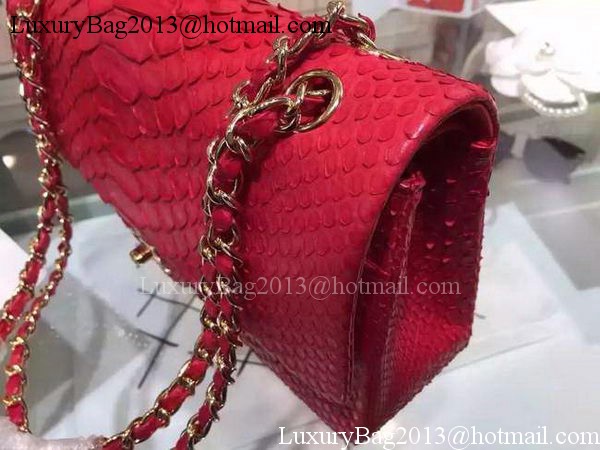 Chanel 2.55 Series Flap Bags Red Original Python Leather A1112SA Gold Chanel 2.55 Series Flap Bags Red Original Python Leather A1112SA Gold