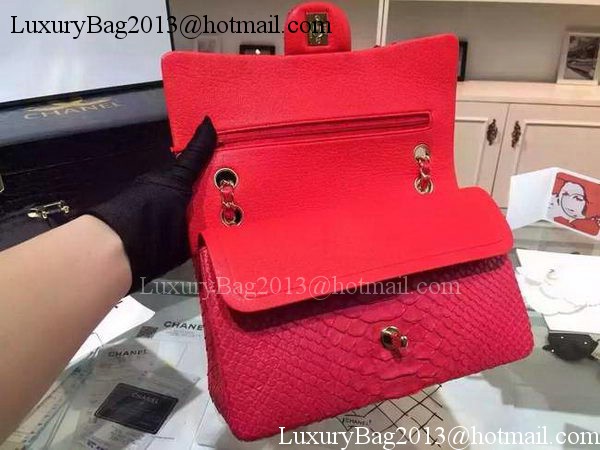 Chanel 2.55 Series Flap Bags Red Original Python Leather A1112SA Gold Chanel 2.55 Series Flap Bags Red Original Python Leather A1112SA Gold