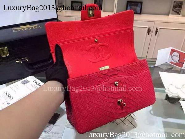 Chanel 2.55 Series Flap Bags Red Original Python Leather A1112SA Gold Chanel 2.55 Series Flap Bags Red Original Python Leather A1112SA Gold