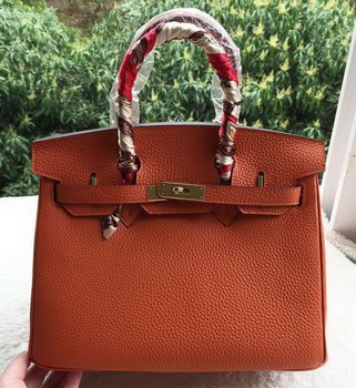 Hermes Birkin 30CM Tote Bags Orange Calfskin Leather BK30 Gold Hermes Birkin 30CM Tote Bags Orange Calfskin Leather BK30 Gold