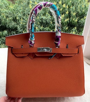 Hermes Birkin 30CM Tote Bags Orange Calfskin Leather BK30 Silver Hermes Birkin 30CM Tote Bags Orange Calfskin Leather BK30 Silver